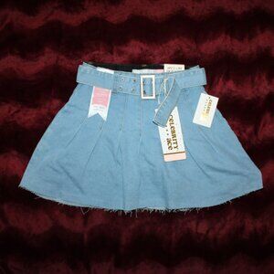 Denim pleated skirt